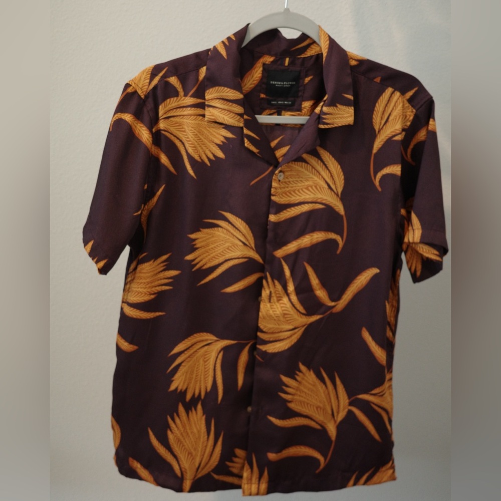 Denim & Flower Silk Shirt - S